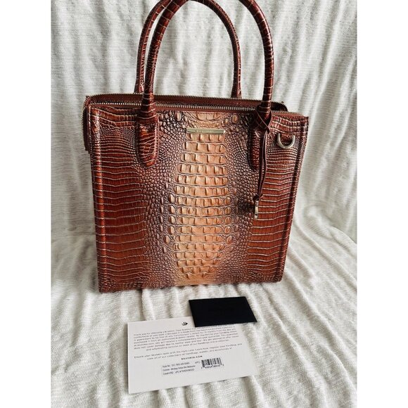 NWT BRAHMIN Ombre Mini Melbourne Collection Whiskey Caroline Satchel Bag - Picture 8 of 8